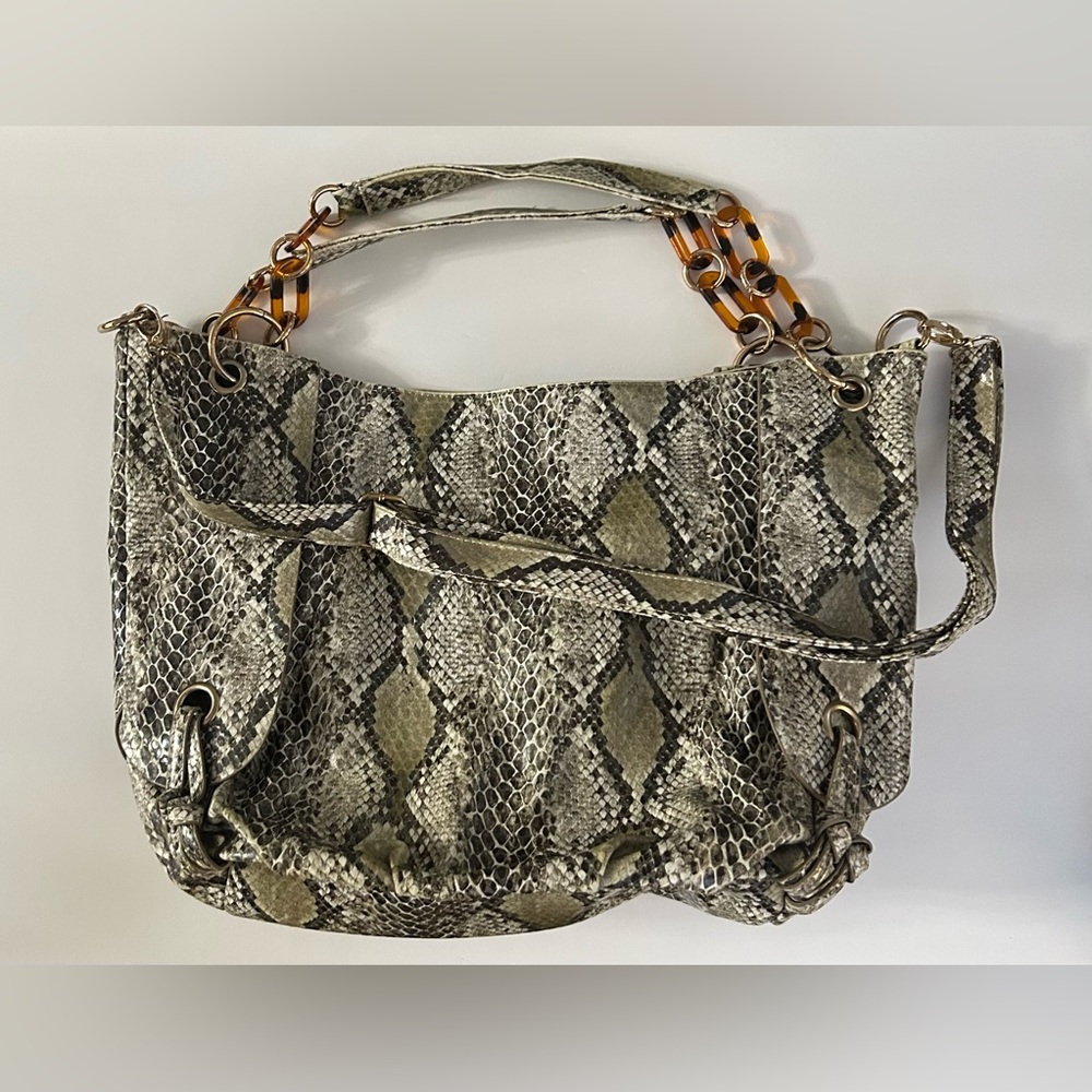 Big Buddha Santa Barbara Snake Print Faux Leather Oversize Handbag